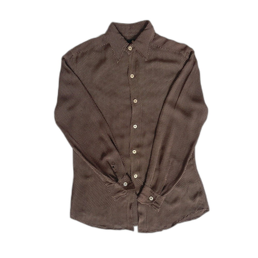 Vintage Brown Polka Dot Long Sleeve Blouse